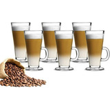 Set 6 Tazon Mug Conico Cristal Templado Cafe Latte