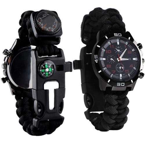 Reloj Watch Camping Supervivencia Silbato Brujula Paracord