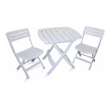Conjunto Jardim Jogo Mesa E 2 Cadeiras Dobráveis Branco Kit