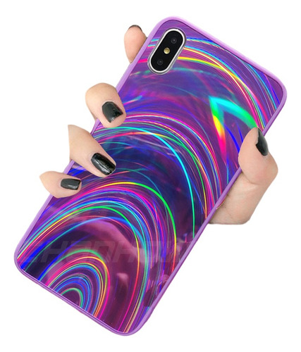 Funda Arcoiris Láser Moda Xiaomi Redmi + Cristal Templado 9h