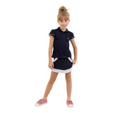 Conjunto Infantil Feminino Polo Short Saia Luxo 838059