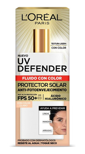 Bloqueador Protector Solar L'oreal Fps50 Tono Claro 40g