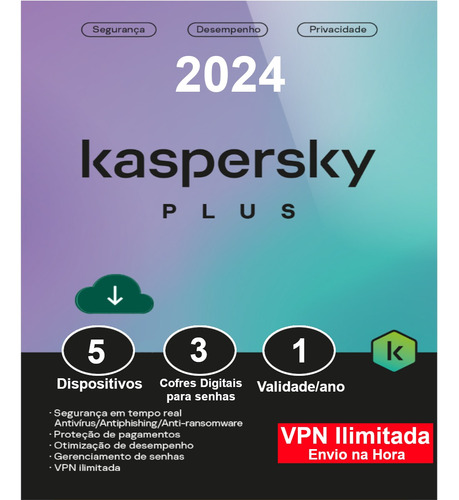Kaspersky Antivírus Plus 5 Usuários 1 Ano