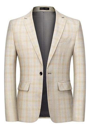 Blazer Casual A Cuadros Para Hombre, Traje Delgado De Inglat