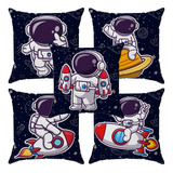 Kit 5 Almofadas Cheias Decoração Infantil Astronauta 30x30cm