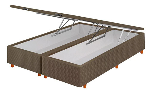 Base Box Baú Para Cama Queen 158x44cm Suede Marrom