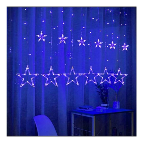 Luces De Navidad Tipo Lluvia Con Figuras De Estrellas 300 Cm