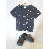 Remera H & M Azul T 2/4 Años Y Crocs Nro 10/30 Negras     