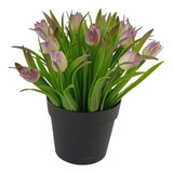 Plantas Artificiales Tulipán Mini Maceta Decoración Follaje