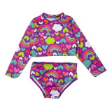 Conjunto Infantil Menina Blusa Biquíni Proteção Solar Uv 50+