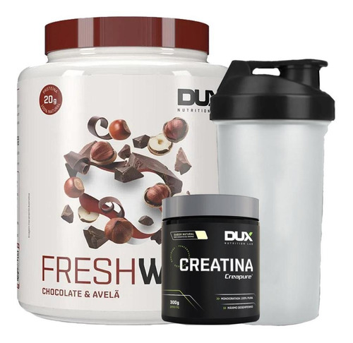 Combo Fresh Whey Iso Hidro 3w Creatina Creapure + Brinde Dux