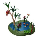 Playmobil 7699 Set Pajaros Patos Mariposa Lago Plantas Loro