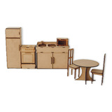 Muebles Para Casita De Muñecas Fibrofacil Set Cocina Comedor