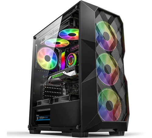 Gabinete Gamer Atx Com 3 Fans Rgb  Lateral  Vidro Temperado