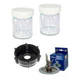 Kit 2 Mini Vasos De Vidrio Y Accesorios Compatible Con Oster