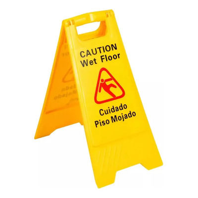 Letrero Señalamiento Piso Mojado Precaución Baño Alberca Color Amarillo | MercadoLibre