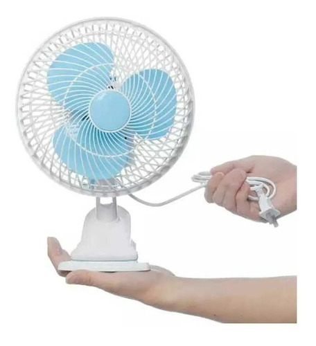 Mini Ventilador Clip Escritorio Ventiladores Pequeño Cantidad De Aspas 3 Color De La Estructura Blanco Color De Las Aspas Azul Diámetro 18 Cm Material De Las Aspas Plástico