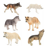 6pcs Lobo Figura Animal Salvaje Modelo Juguete Para Niñas