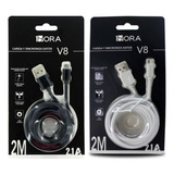 Cable Usb V8 2.1a 2 Metros Carga Rapida 1hora Cab178