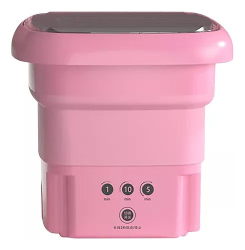 Mini Lavadora Cubica Portátil Para Viajes Con Centrifugado Color Rosa