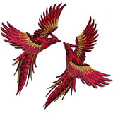 Phoenix Phenix Pájaros Escarlata Apliques Bordados De Oro Ro