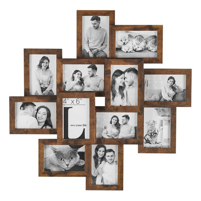 12pcs Cuadros Collage Pared Fotos Songmics Casa Color Marron rustico | Meses sin interés