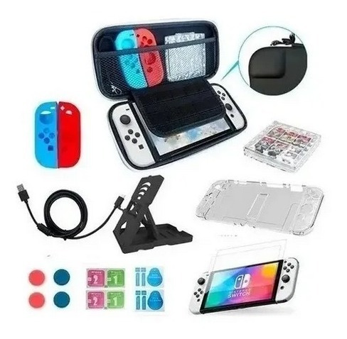 Estuche + Vidrio + Funda + Otros Para Nintendo Switch Oled