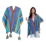 Poncho Tipo Capa Con Capucha Tejido Unisex Navajo Tribal