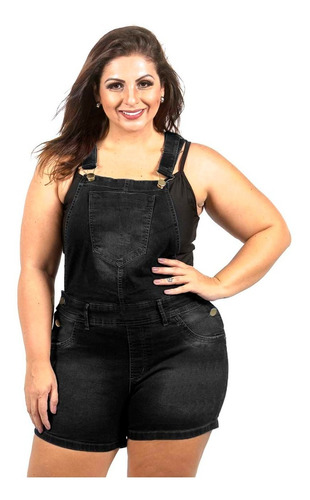 Jardineira Jeans Macacão Feminino Plus Size G1 G2 G3 G4