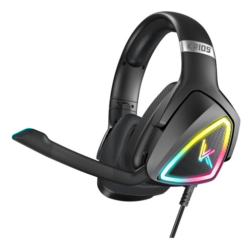 Audífonos Gamer Krios K7 Diadema Gaming Headset Gamer Con Microfono Led Rgb Para Xbox Pc Ps4 Color Negro