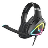 Audífonos Gamer Krios K7 Diadema Gaming Headset Gamer Con Microfono Led Rgb Para Xbox Pc Ps4 Color Negro