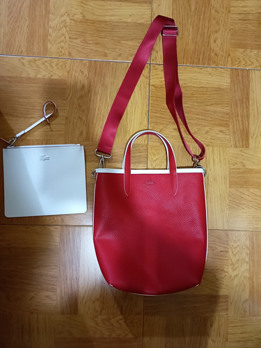 Bolso Lacoste Tote Para Mujer Acabado Metálico Original