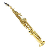 Saxofone Soprano Reto Bb Sib Bemol Laqueado Com Case Cor Dourado