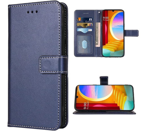 Funda Azul Tipo Billetera Para LG Velvet 5g