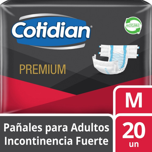 Pañales Adulto Cotidian Premium Incontinencia Fuerte 20 Un M