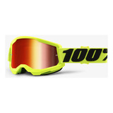 Óculos 100% Strata 2 Espelhado Goggle Fluo Yellow Red Lens