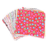 100 Piezas De Tela Estampada Floral Patchworks Algodón Cuadr