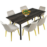 Mesa Comedor 180x90x77 Sillas 6 Personas Lujo Moderno