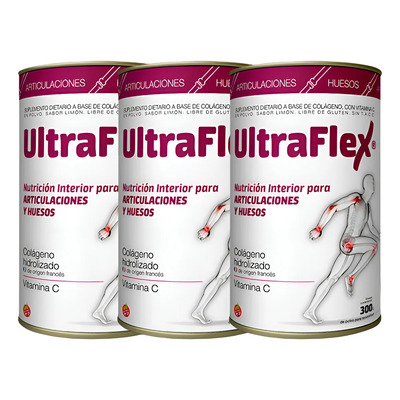 Pack x3 Suplemento Colágeno TRB Pharma Ultraflex en Polvo Sabor Limón 300g | Envío gratis