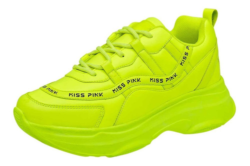 Tenis Sneakers Chunky Plataforma Trendy Verde Fosforescente