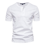 Playeras Hombre Camisa Henley De Manga Corta Casual Cuello V