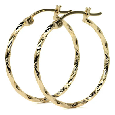 Arete Arracada De Oro De 10k Diamantada Estilo Torsal 25mm | Meses sin interés