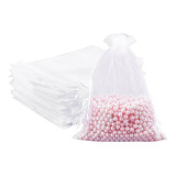 100 Bolsitas De Organza Blancos Liston Chicas Joyeria Regalo