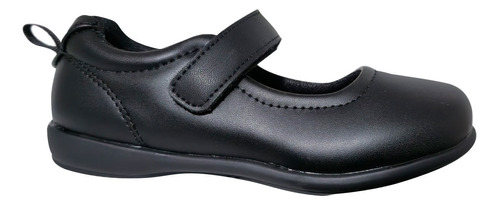 Zapato Escolar De Cuero Para Niña Ajuste Velcro Negro 7504