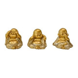 Mini Trio Estátua Buda Monges Sábios Cego Surdo E Mudo 