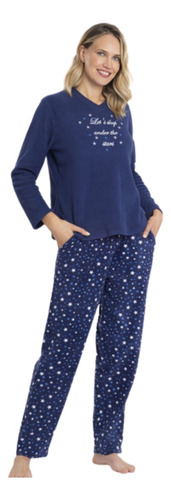 Pijama De Polar Mujer Estampado Flores