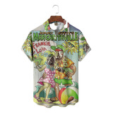 Camisa Hawaiana Unisex For Pareja De Loros, Camisa De Playa