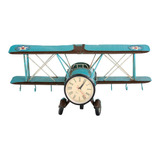 Adorno Metal  Avion Reloj 42*20*13.5 Unico 20x42x14 Cm