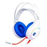 Diadema Gamer Alambrica Headset Blanco/azul Nasa Ns_hsg03 Color Blanco