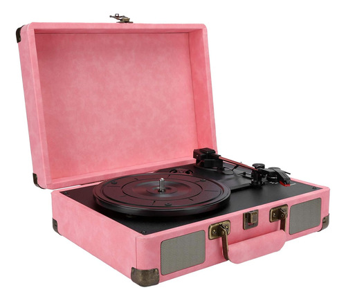 Tocadiscos Maleta Profesional Fockety Con Altavoces Rosa